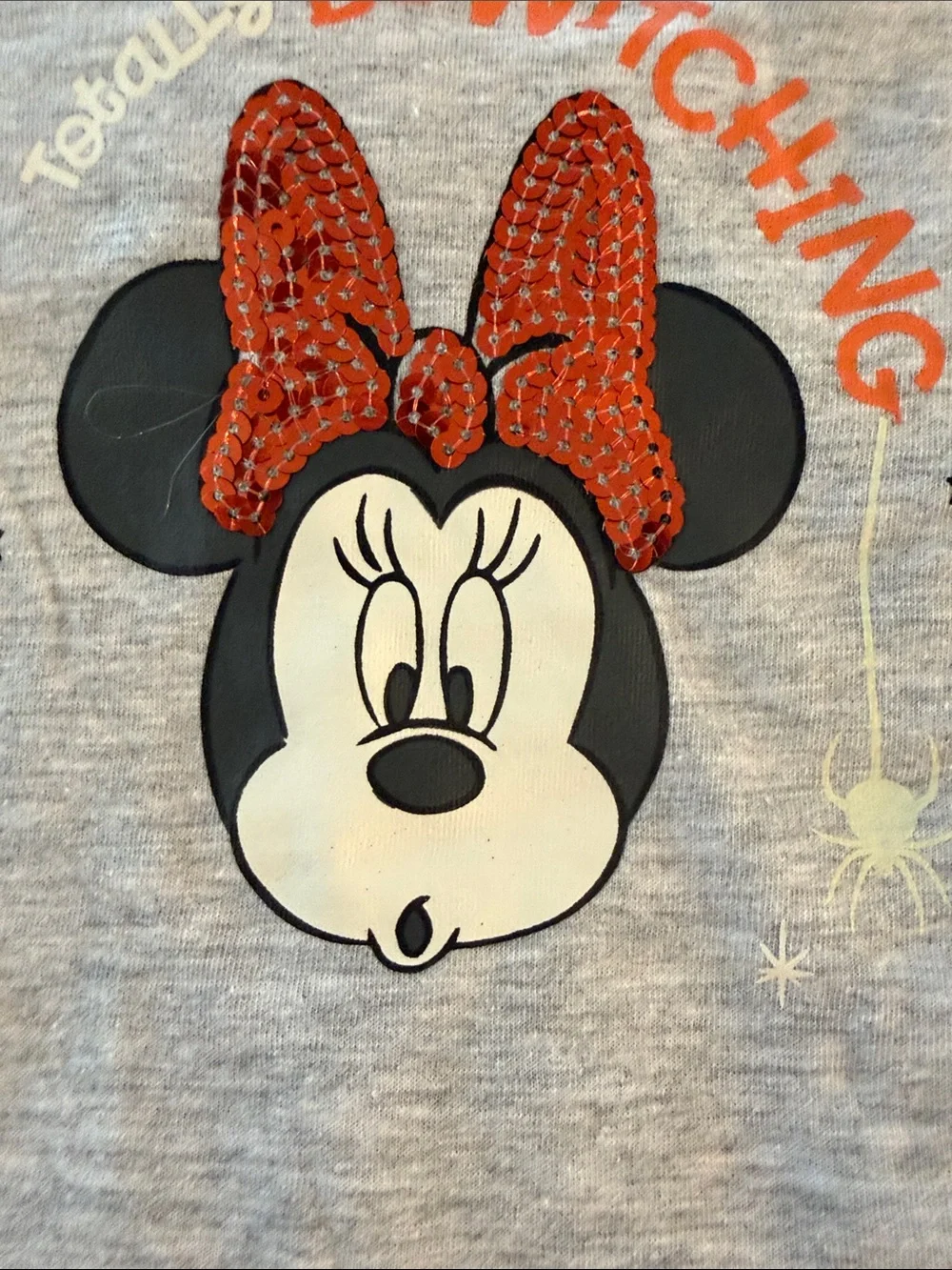 Disney Girls Gray Minnie Mouse 'Bewitching' Top with Orange Spiderweb Leggings